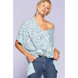 Leopard And Letter Printed Knit Top