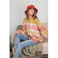 Ombre Dye Terry Knit Banded Bottom Pullover