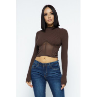 Knit Crop Top With Bottom Mesh