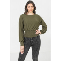A Knit Top Featuring Wide Neckline