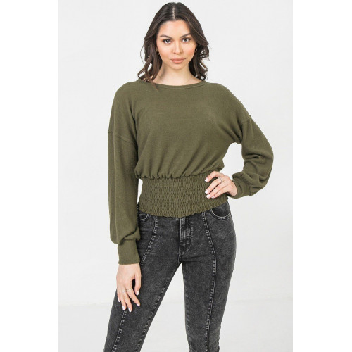 A Knit Top Featuring Wide Neckline