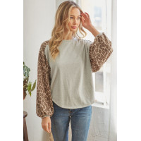 Leopard Solid Long Sleeve Top
