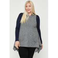 Plus Size Two Tone Knit, Sleeveless Top