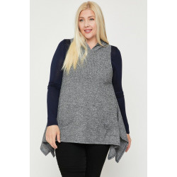 Plus Size Two Tone Knit, Sleeveless Top