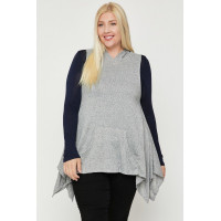 Plus Size Two Tone Knit, Sleeveless Top