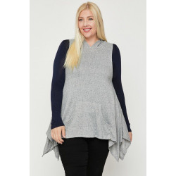 Plus Size Two Tone Knit, Sleeveless Top