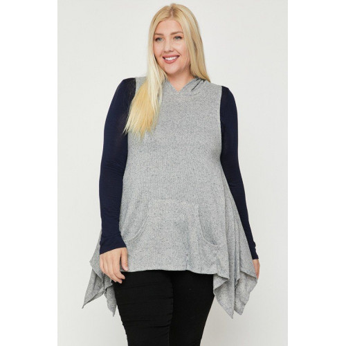 Plus Size Two Tone Knit, Sleeveless Top