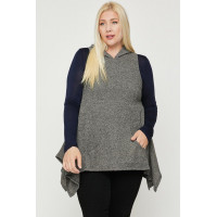 Plus Size Two Tone Knit, Sleeveless Top