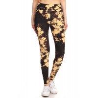 Yoga Style Banded Lined Tie Dye Print, Full Length Leggings In A Slim Fitting Style With A Banded High Waist.