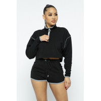Sporty Crop Top Sporty High-waist Shorts Set