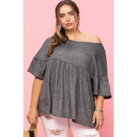 Solid French Pullover Terry Woven Top