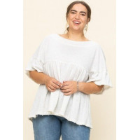 Solid French Pullover Terry Woven Top