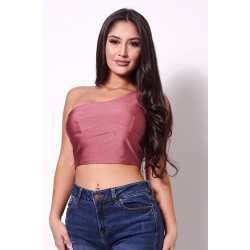 Sleeveless One Shoulder Bustier Crop Top