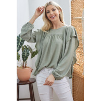 Draped Ruffle Longsleeve Top