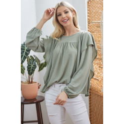 Draped Ruffle Longsleeve Top