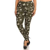 Skulls And Bones Graphic Printed Knit Legging With Elastic Waist Detail. High Waist Fit.