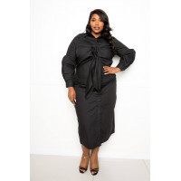 Poplin Tie Bow Shirt Dress