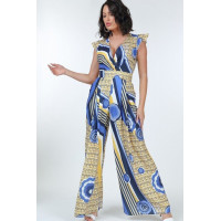 Ruffle Sleeve Surplice Jumpsuit