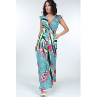 Ruffle Sleeve Surplice Jumpsuit