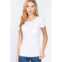 Short Slv Top W/zipper Pocket