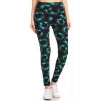 Yoga Style Banded Lined Tie Dye Printed Knit Legging With High Waist