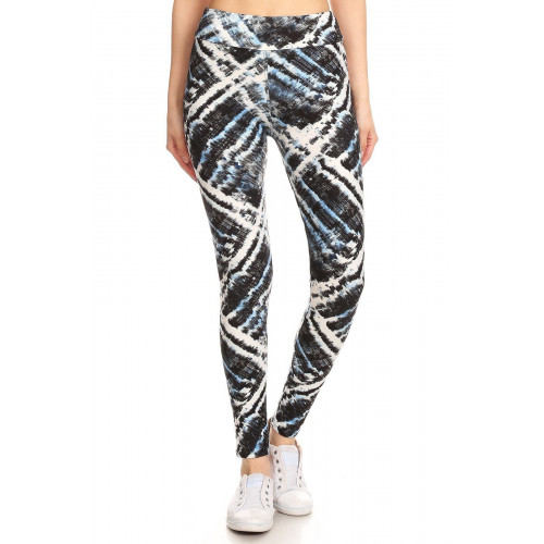 Yoga Style Banded Lined Tie Dye Printed Knit Legging With High Waist