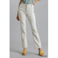 Panel Straight Cut Denim Jeans With Pockets