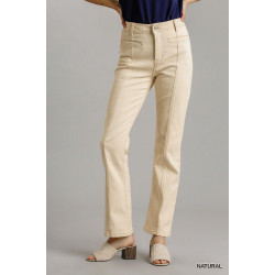 Panel Straight Cut Denim Jeans With Pockets