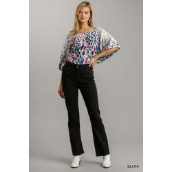 Panel Straight Cut Denim Jeans With Pockets
