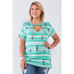 Plus Striped And Distressed Cut-out Top