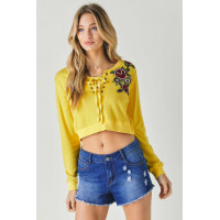 Floral Embroidered Cropped Sweatshirt
