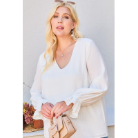 V Neck Tier Ruffle Sleeve Top