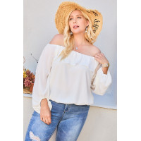 Off Shoulder Ruffle Bubble Sleeve Top