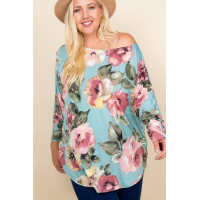 Plus Size Floral Printed Venezia One Shoulder Fashion Top