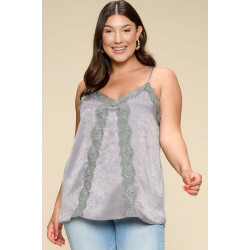 Solid Satin Sleeveless Cami Woven Tank Top