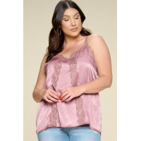Solid Satin Sleeveless Cami Woven Tank Top