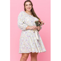 Abstract Printed Mini Swing Woven Dress