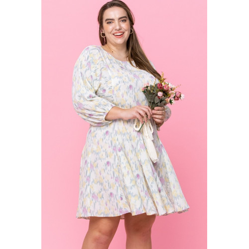 Abstract Printed Mini Swing Woven Dress