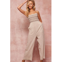 A Striped Woven Linen-blend Jumpsuit