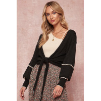 A Textured Knit Cardigan Sweater
