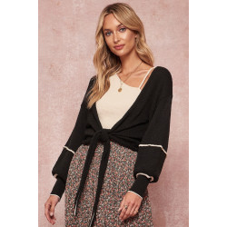 A Textured Knit Cardigan Sweater