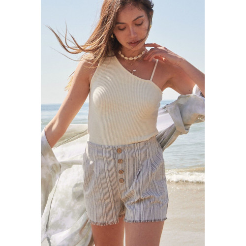 A Pair Of Striped Woven Shorts
