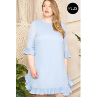 Pleated Ruffle Detailed Mini Dress