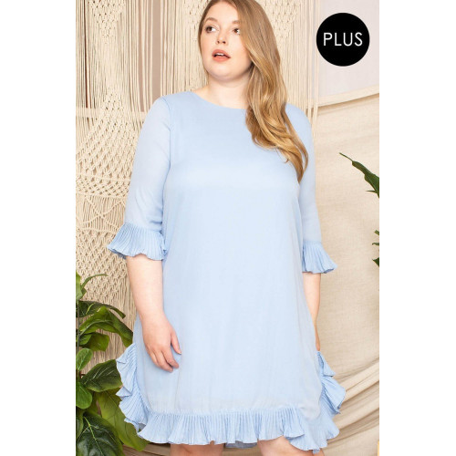 Pleated Ruffle Detailed Mini Dress