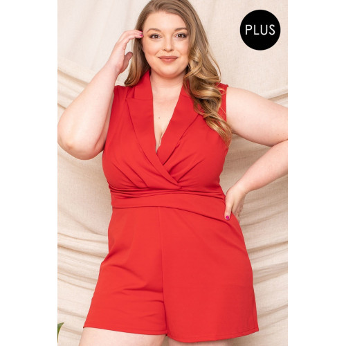 Collared Neck Plus Size Romper