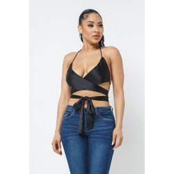 Satin Wrap Around Top