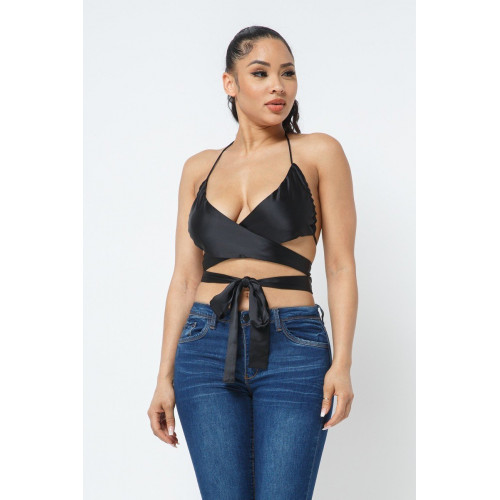 Satin Wrap Around Top