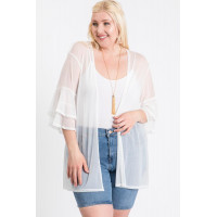 Ruffle Sleeve Open Cardigan