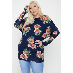Flattering Cutout Details Floral Print Top
