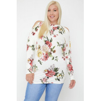 Flattering Cutout Details Floral Print Top